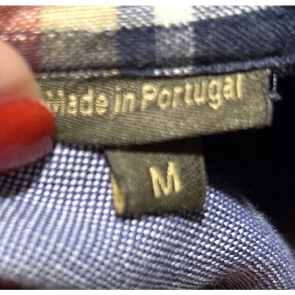 J.L. Powell Men's Medium Plaid Button-up Long Slv Elbow Patch Linen Portugal - Picture 3 of 9